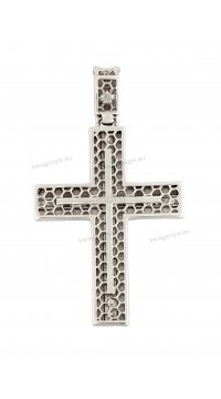 Βαπτιστικός σταυρός λευκόχρυσος για κορίτσι με πέτρες ζιργκόν διπλής όψεως