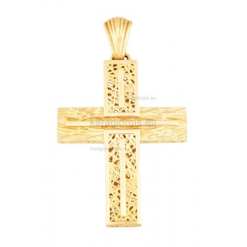 Βαπτιστικός σταυρός για αγόρι χρυσός διπλής όψεως