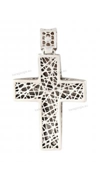 Βαπτιστικός σταυρός λευκόχρυσος με εσταυρωμένο για αγόρι διπλής όψεως