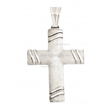 Βαπτιστικός σταυρός λευκόχρυσος για αγόρι διπλής όψεως