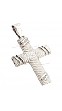 Βαπτιστικός σταυρός λευκόχρυσος για αγόρι διπλής όψεως