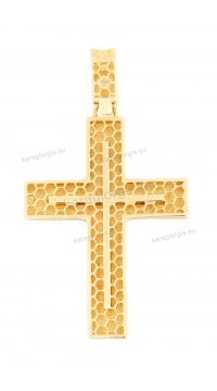 Βαπτιστικός σταυρός για αγόρι χρυσός με λευκόχρυσο διπλής όψεως