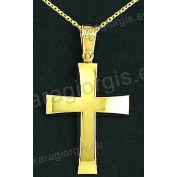 Βαπτιστικός σταυρός με αλυσίδα K14 σε χρυσό για αγόρι κλασικός σε λουστρέ φινίρισμα