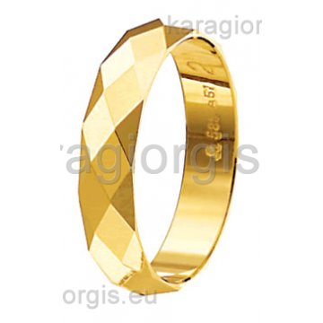Βέρες Στεργιάδης Collection χρυσές με σκαλίσματα διαμαντέ.Φάρδος 4,30 mm.