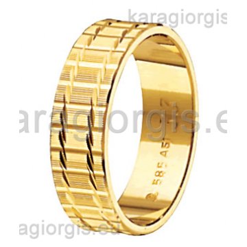 Βέρες Στεργιάδης Collection χρυσές με σκαλίσματα διαμαντέ.Φάρδος 5,80 mm.