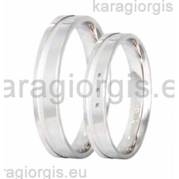 Βέρες Στεργιάδης Collection λευκόχρυσες της σειράς S by Stergiadis ανατομικός σχεδιασμός 4,00mm με λούκι ματ διαγώνια λουστρέ φινίρισμα στο υπόλοιπο και πέτρες ζιρκόν