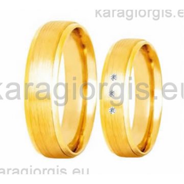 Βέρες Στεργιάδης Collection χρυσές της σειράς S by Stergiadis ανατομικός σχεδιασμός 5,00mm με λουστρέ πλαϊνά ματ φινίρισμα στο υπόλοιπο και πέτρες ζιρκόν