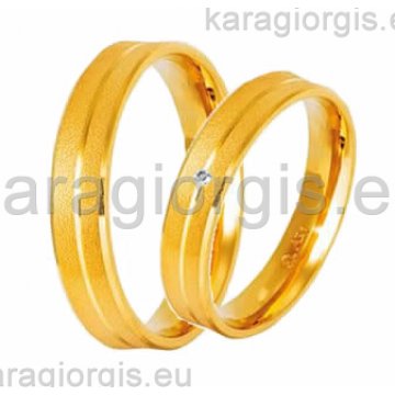 Βέρες Stergiadis Collection χρυσές της σειράς S by Stergiadis ανατομικός σχεδιασμός 4,00mm (ματ) και πέτρα ζιρκόν