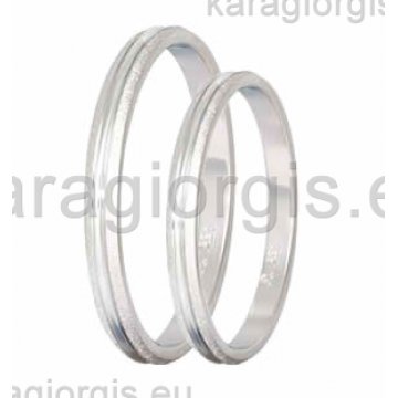Βέρες Στεργιάδης Collection λευκόχρυσες της σειράς S by Stergiadis ανατομικός σχεδιασμός 2,50mm στρογγυλές μπουλ ματ - σαγρέ φινίρισμα και λουστρέ λούκι στο κέντρο