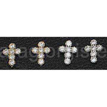 Σκουλαρίκια σε σχήμα σταυρού σε χρυσό και λευκόχρυσο με πέτρες ζιργκόν