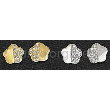 Σκουλαρίκια σε σχήμα μαργαρίτας λευκόχρυσα και χρυσά με πέτρες ζιργκόν