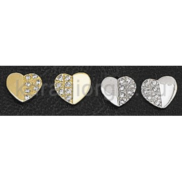 Σκουλαρίκια σε σχήμα καρδιάς σε χρυσό και λευκόχρυσο με πέτρες ζιργκόν