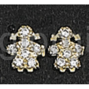 Σκουλαρίκια σε σχήμα κοριτσάκια σε χρυσό με πέτρες ζιργκόν