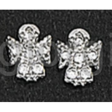 Σκουλαρίκια σε σχήμα αγγελάκια σε λευκόχρυσο με πέτρες ζιργκόν