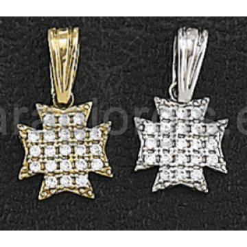Σταυρός τύπου Gavelo σε χρυσό και λευκοχρυσό με πέτρες ζιργκόν