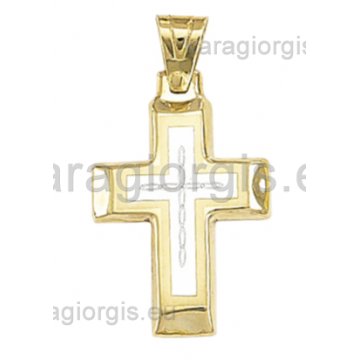 Βαπτιστικός σταυρός για αγόρι χρυσός με λευκόχρυσο