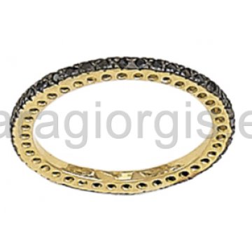 Δαχτυλίδι χρυσό ολόβερο με μαύρες πέτρες ζιργκόν