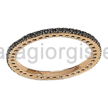 Δαχτυλίδι ολόβερο σε ροζ χρυσό με μαύρες πέτρες ζιργκόν