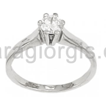 Μονόπετρο δαχτυλίδι λευκόχρυσο με λευκή πέτρα ζιργκόν 2,60 gr . 