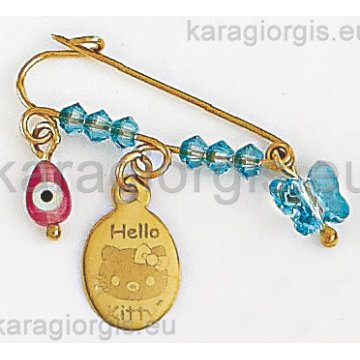 Παραμάνα - φυλακτό χρυσό για κορίτσι με κρεμαστή Hello Kitty
