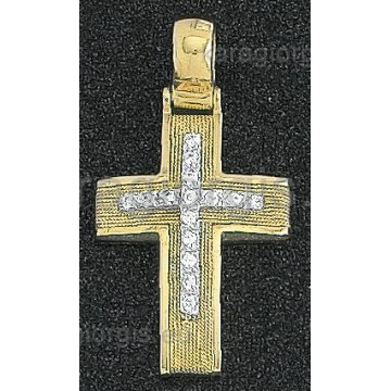 Βαπτιστικός σταυρός για κορίτσι χρυσός με χειροποίητο σύρμα και πέτρες ζιργκόν Με δώρο την αλυσίδα