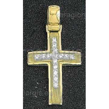 Βαπτιστικός σταυρός για κορίτσι χρυσός με χειροποίητο σύρμα και πέτρες ζιργκόν