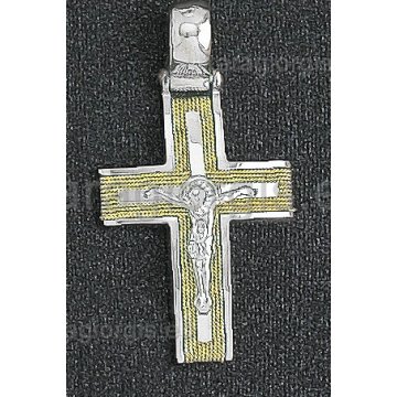 Βαπτιστικός σταυρός λευκόχρυσος Με δώρο την αλυσίδα με εσταυρωμένο και χρυσό σύρμα δουλεμένο στο χέρι 