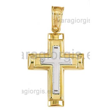 Σταυρός χρυσός με λευκόχρυσο