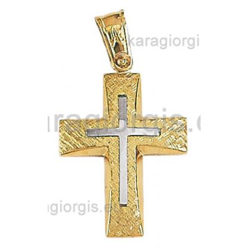 Σταυρός χρυσός με λευκόχρυσο