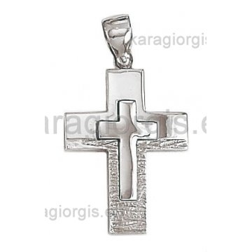 Βαπτιστικός σταυρός για αγόρι λευκόχρυσος 