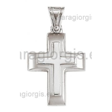 Βαπτιστικός σταυρός για αγόρι λευκόχρυσος Με δώρο την αλυσίδα