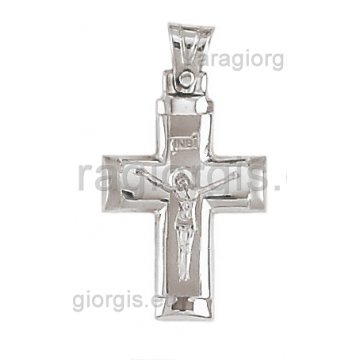 Βαπτιστικός σταυρός για αγόρι λευκόχρυσος με εσταυρωμένο