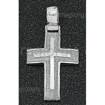 Βαπτιστικός σταυρός για αγόρι λευκόχρυσος Με δώρο την αλυσίδα με λευκόχρυσο σύρμα δουλεμένο στο χέρι 