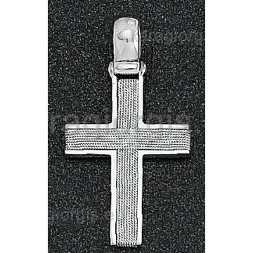 Βαπτιστικός σταυρός για αγόρι λευκόχρυσος με λευκόχρυσο σύρμα δουλεμένο στο χέρι 