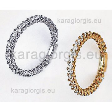 Δαχτυλίδι ολόβερο χρυσό ή λευκόχρυσο με λευκές πέτρες ζιργκόν