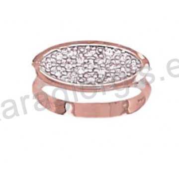 Δαχτυλίδι σε ροζ χρυσό με πέτρες ζιργκόν