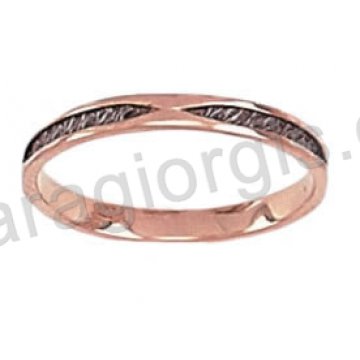 Δαχτυλίδι σειρέ σε ροζ χρυσό με μαύρες πέτρες ζιργκόν