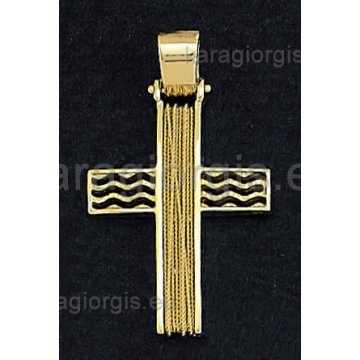 Βαπτιστικός σταυρός χρυσός για αγόρι με χρυσό σύρμα γυρισμένο στο χέρι