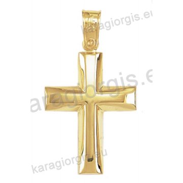 Βαπτιστικός σταυρός Κ14 για αγόρι χρυσός με λουστρέ φινίρισμα