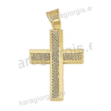 Βαπτιστικός σταυρός χρυσός για αγόρι Κ14 με χιαστή πλέξη