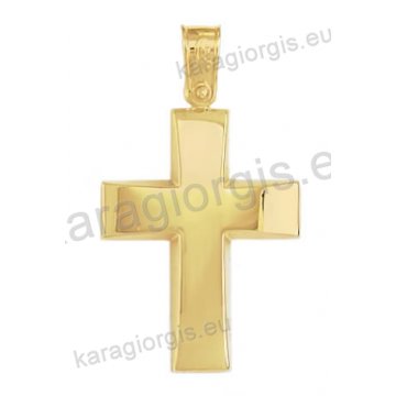 Βαπτιστικός σταυρός για αγόρι Κ14 χρυσός με λουστρέ φινίρισμα 