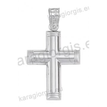 Βαπτιστικός σταυρός λευκόχρυσος για αγόρι Κ14 με λουστρέ και ματ φινίρισμα
