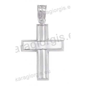 Βαπτιστικός σταυρός λευκόχρυσος για αγόρι Κ14 με λουστρέ και ματ φινίρισμα