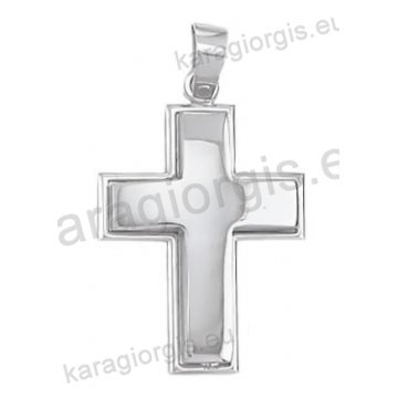 Βαπτιστικός σταυρός λευκόχρυσος για αγόρι Κ14 με λουστρέ φινίρισμα