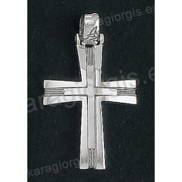 Βαπτιστικός σταυρός για αγόρι Κ14 λευκόχρυσος Με δώρο την αλυσίδα συρμάτινος με λευκόχρυσο σύρμα δουλεμένο στο χέρι με ένθετο λευκόχρυσο σταυρό