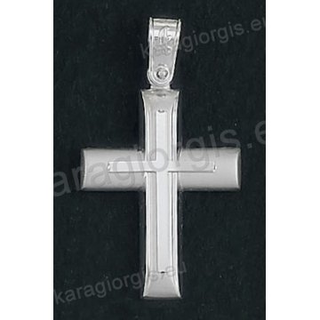Βαπτιστικός σταυρός για αγόρι Κ14 λευκόχρυσος με ένθετο λευκόχρυσο σταυρό 
