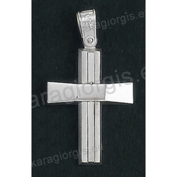 Βαπτιστικός σταυρός για αγόρι Κ14 λευκόχρυσος με λουστρέ και ματ φινίρισμα