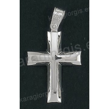 Βαπτιστικός σταυρός για αγόρι Κ14 λευκόχρυσος με λουστρέ φινίρισμα