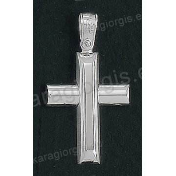 Βαπτιστικός σταυρός για αγόρι Κ14 λευκόχρυσος με λουστρέ φινίρισμα