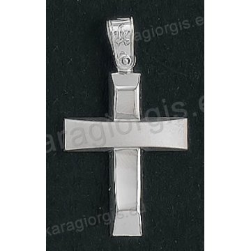Βαπτιστικός σταυρός για αγόρι Κ14 λευκόχρυσος με λουστρέ και ματ φινίρισμα